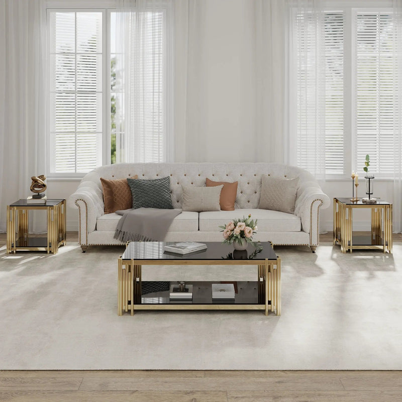 Square End Table With Tempered Glass Top For Living Room by Unique Piece Furniture