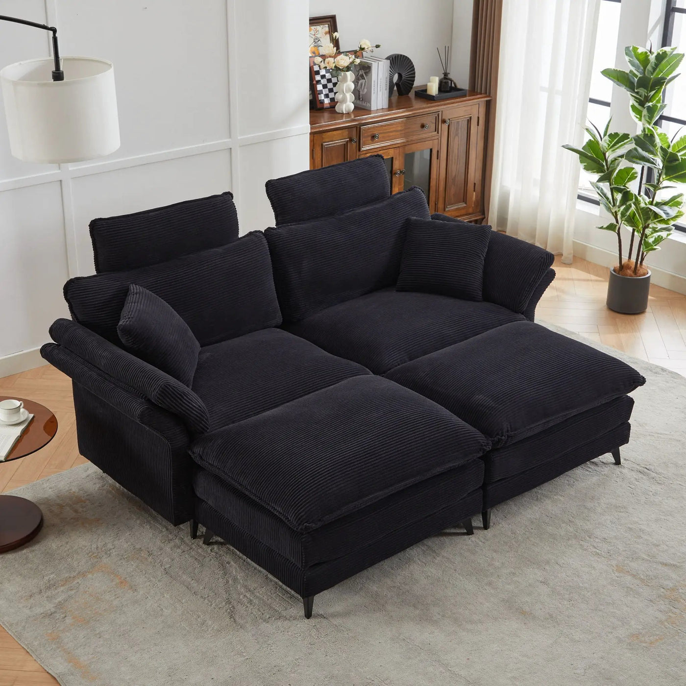Modern Deep Seat Sectional Sofa With Ottoman by HouseOfZazla