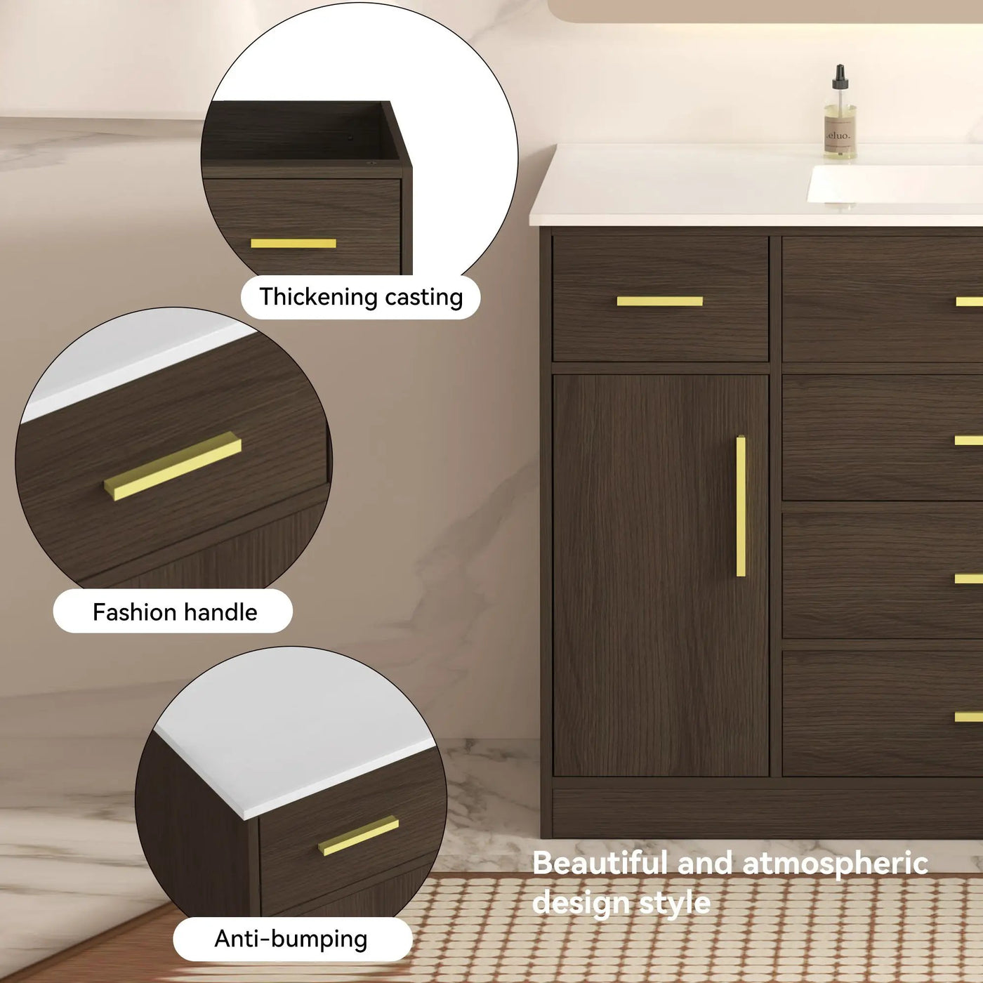 Bathroom Vanity With Abundant Storage 2 Soft Close Doors And 6 Drawers by HouseOfZazla