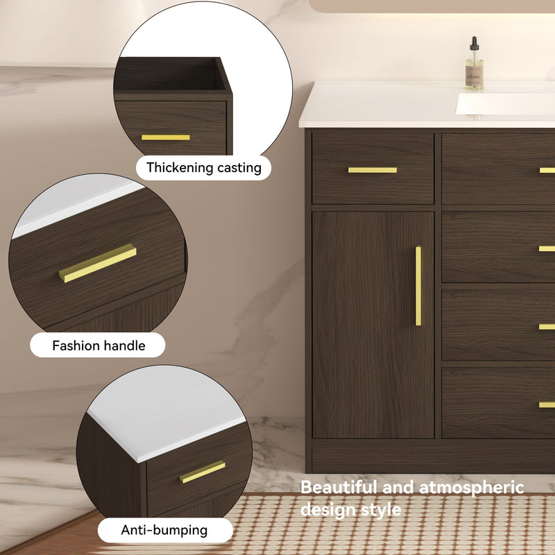 Bathroom Vanity With Abundant Storage 2 Soft Close Doors And 6 Drawers by Unique Piece Furniture