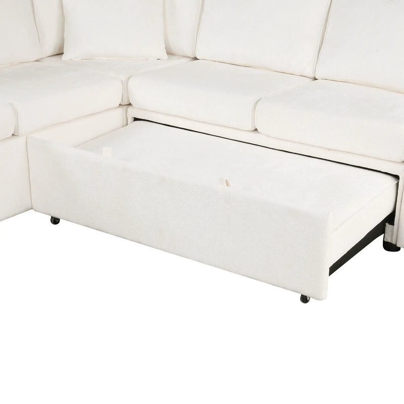 Sectional Sofa Pull-Out Sofa Bed Sleeper With A Storage Ottoman, Three Pillows And Charging Devices For Living Room by HouseOfZazla