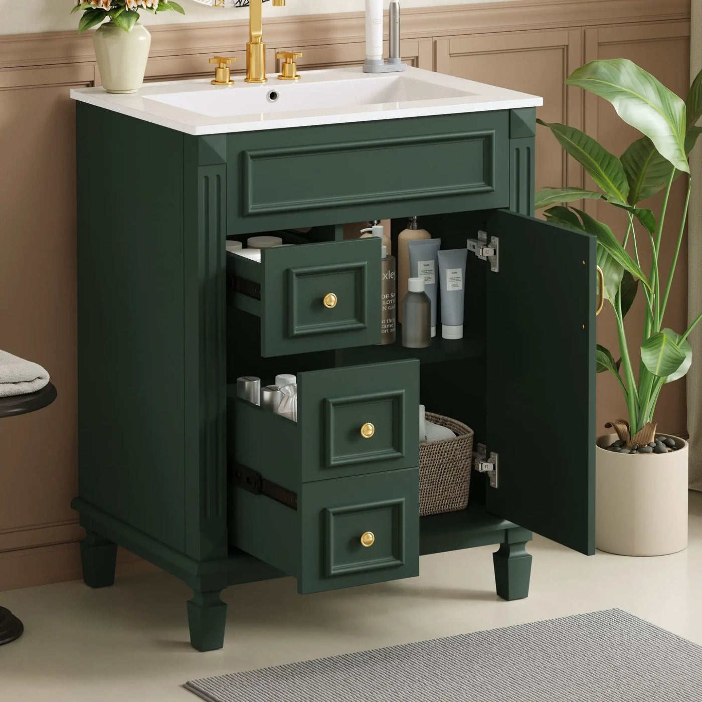 Bathroom Vanity With Sink, Compact Cabinet & 2 Drawers by HouseOfZazla
