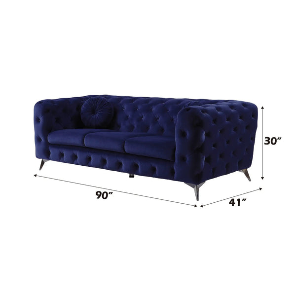 Atronia Blue Velvet Sofa, photo 2 of 5