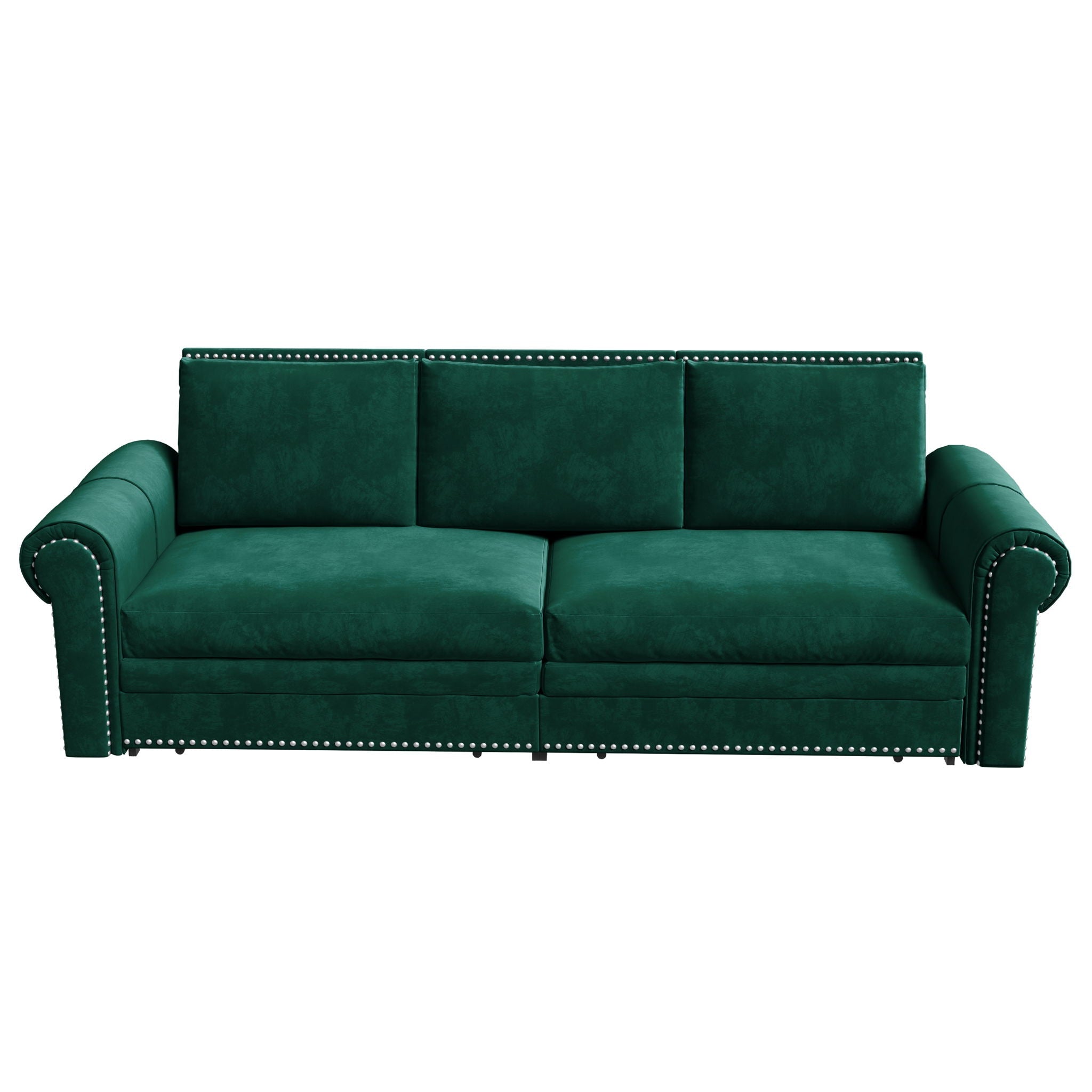 3 In 1 Convertible Sleeper Sofa With Nailhead Trim & Rolled Arm by HouseOfZazla