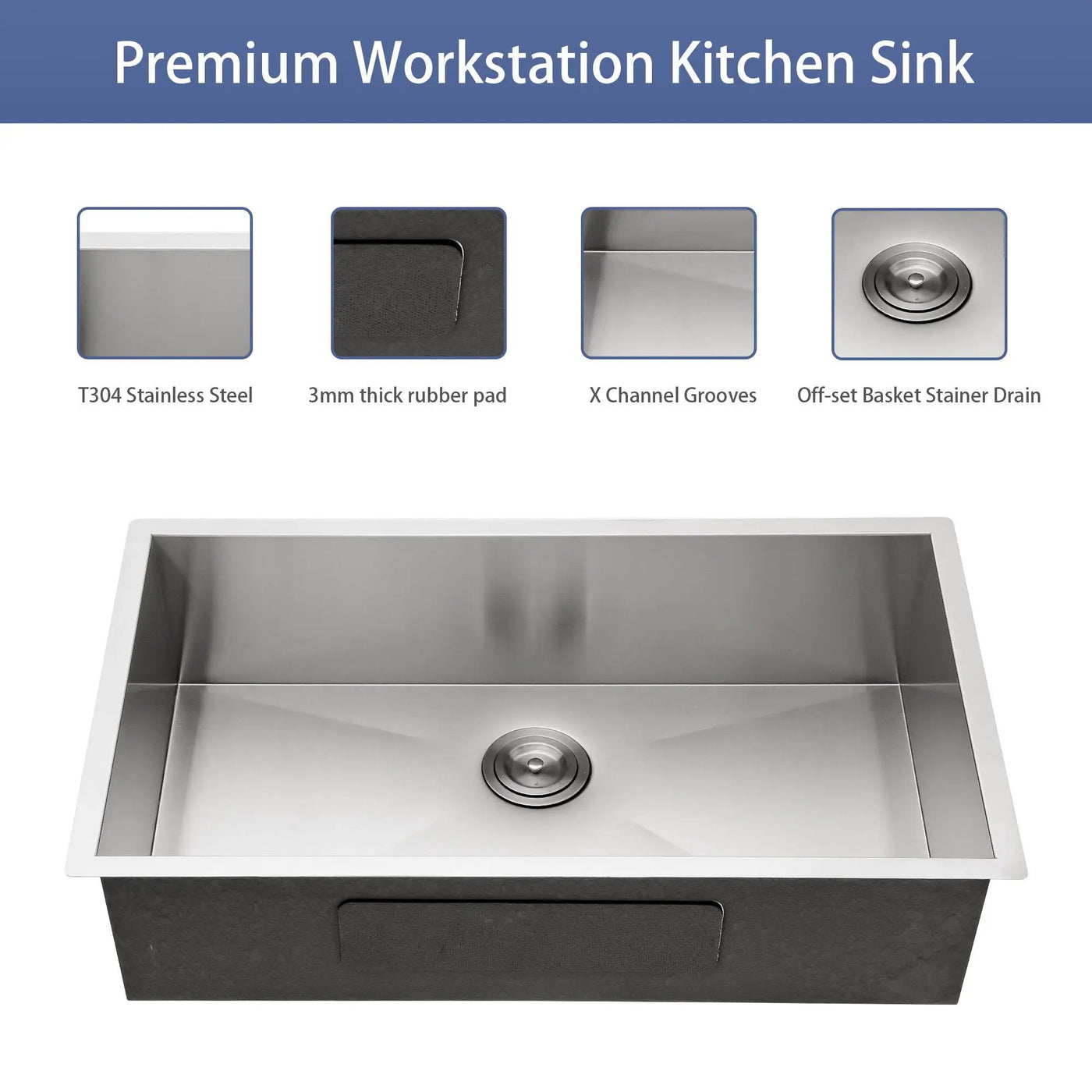 Modern Style Undermount Sink With Stainless Steel, Deep Single Bowl by HouseOfZazla