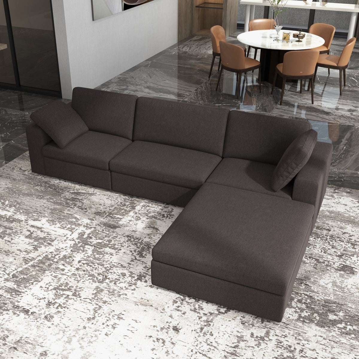 Dark Gray Modular Corner Sectional Sofa with Mid-Century Modern Design - Left Arm Facing, photo 13 of 13
