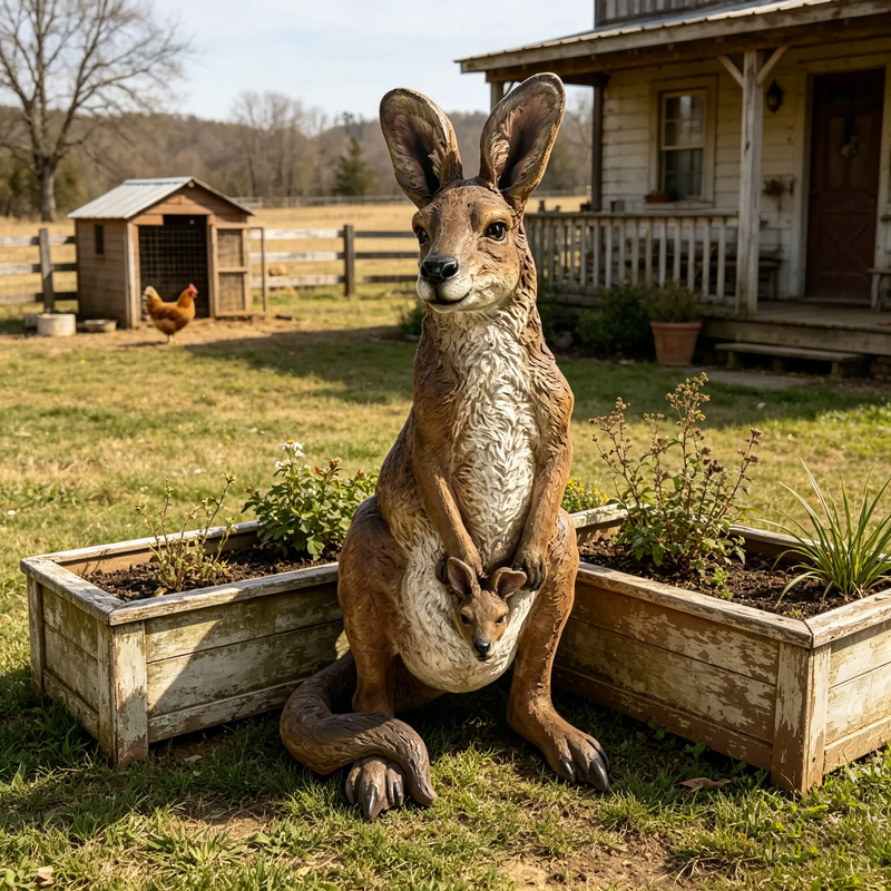 22" Mother Kangaroo with Joey Statue by HouseOfZazla