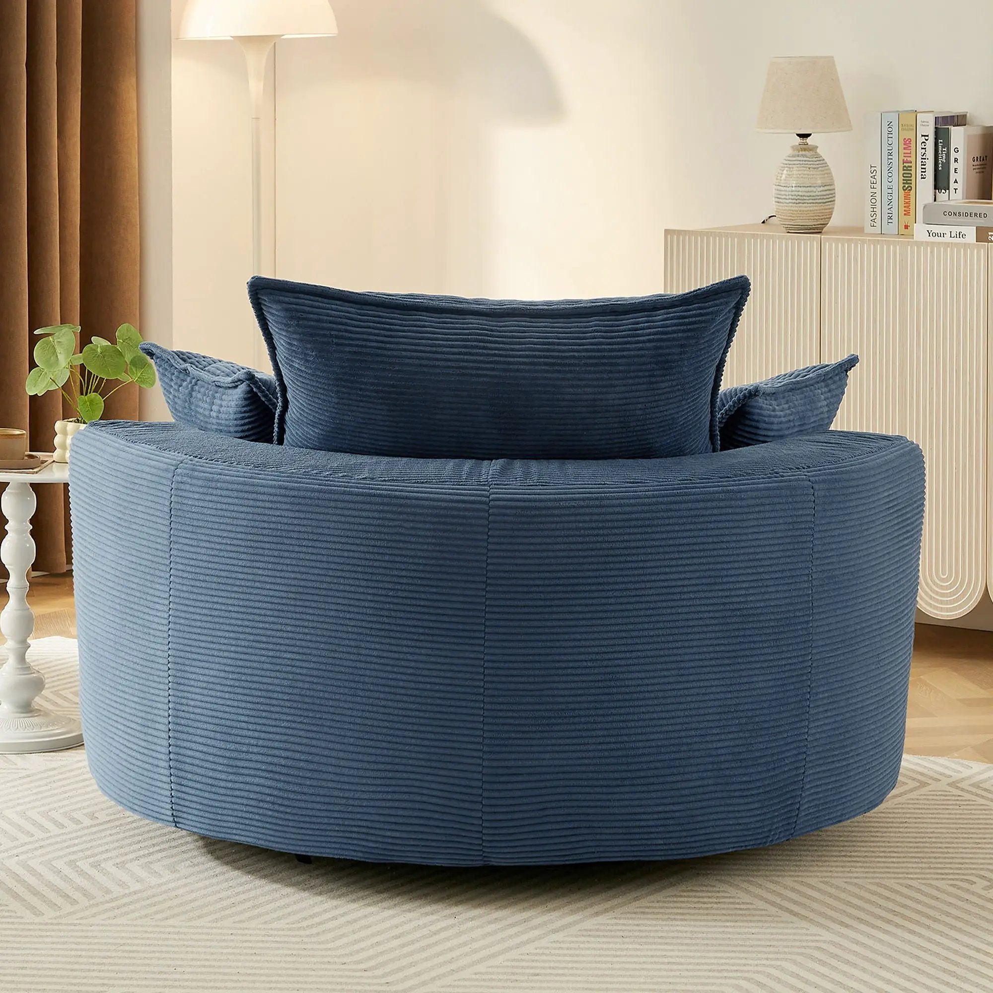 360° Swivel Accent Barrel Chair With Dual Layer Cushion And 3 Removable Pillows by HouseOfZazla