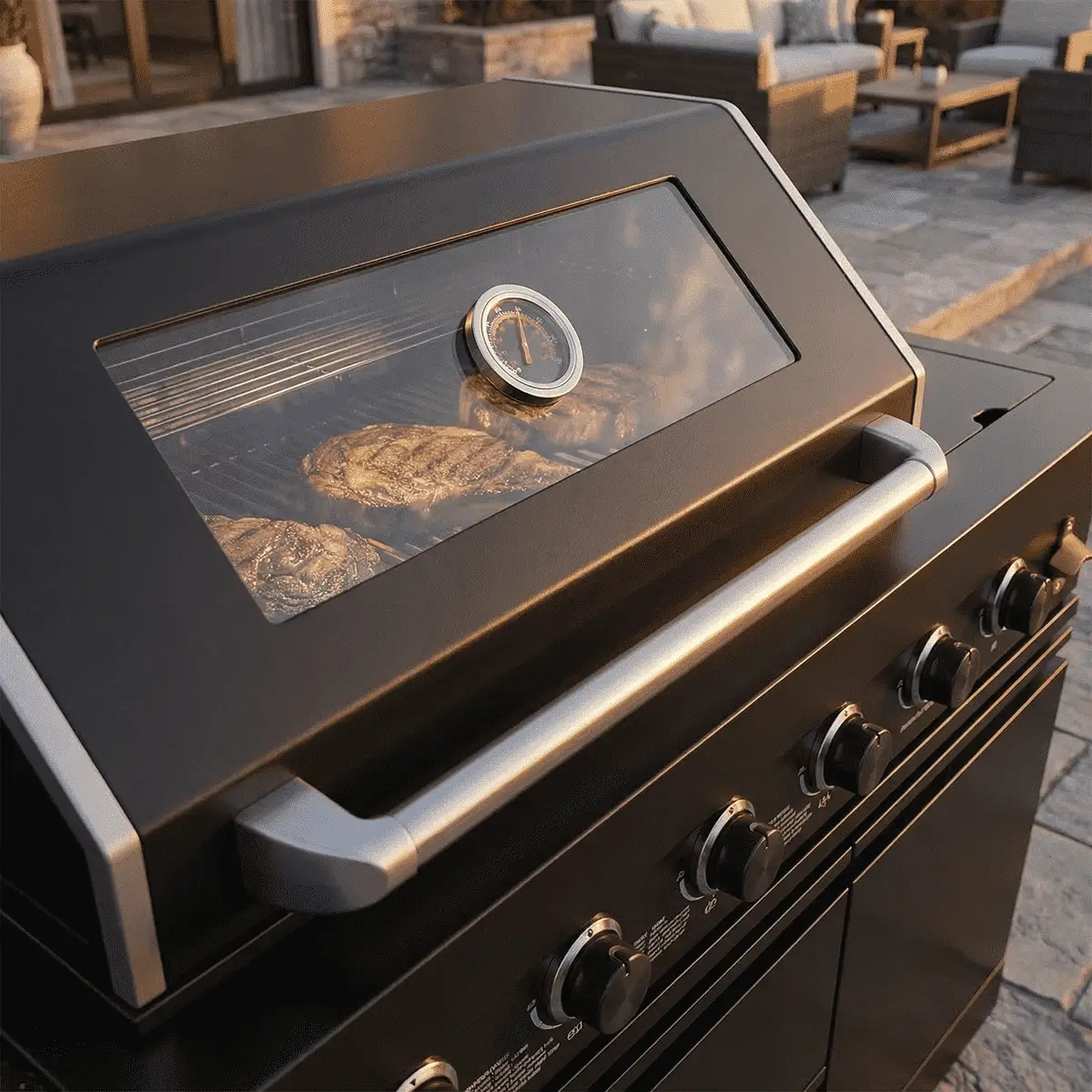 65" 4-Burner 72,000 BTU Black Outdoor Kitchen Island Grill + Round Side Burner by Chery Industrial