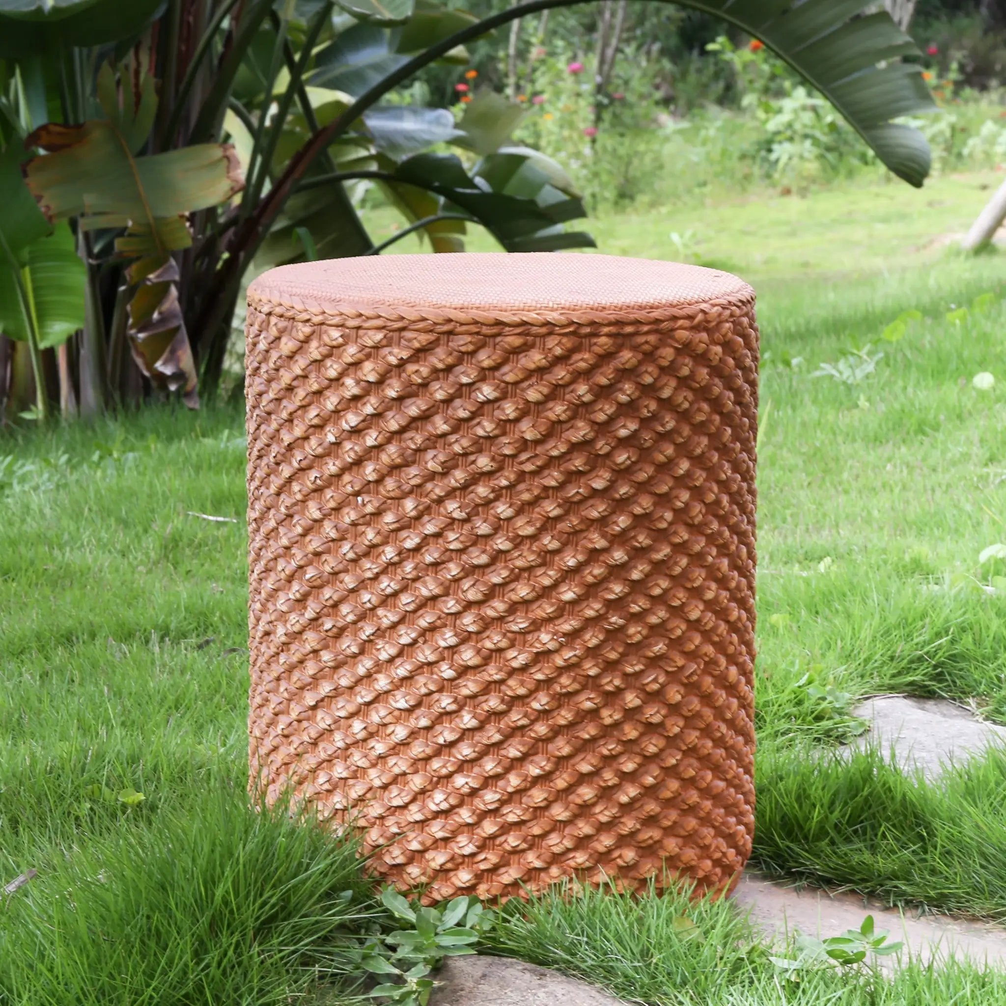 Evie Outdoor Patio Round MGO Side Table Brown by HouseOfZazla