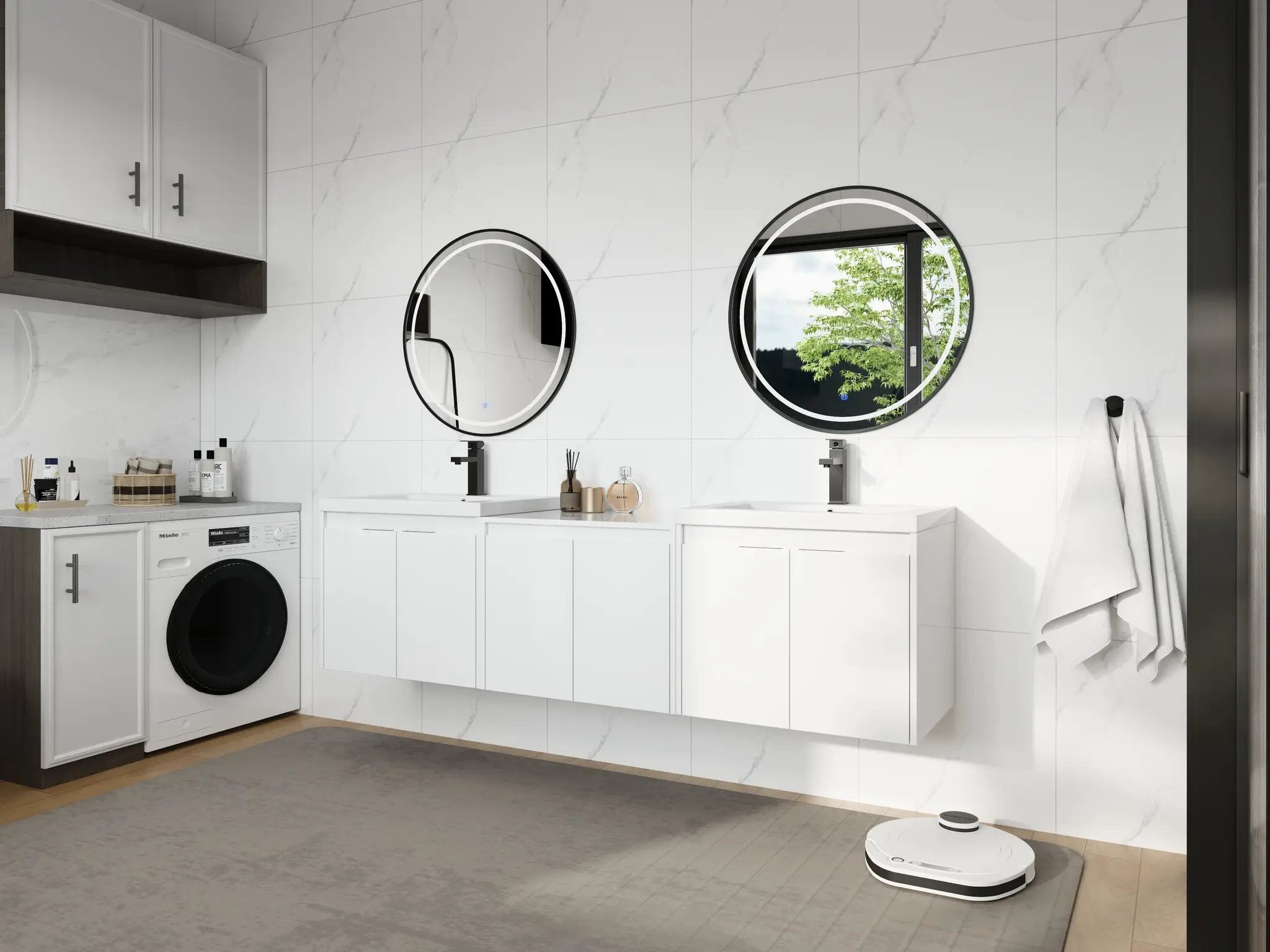 72" Bathroom Vanity With Resin Sink, Soft Close Doors and 1-Side Cabinet by HouseOfZazla