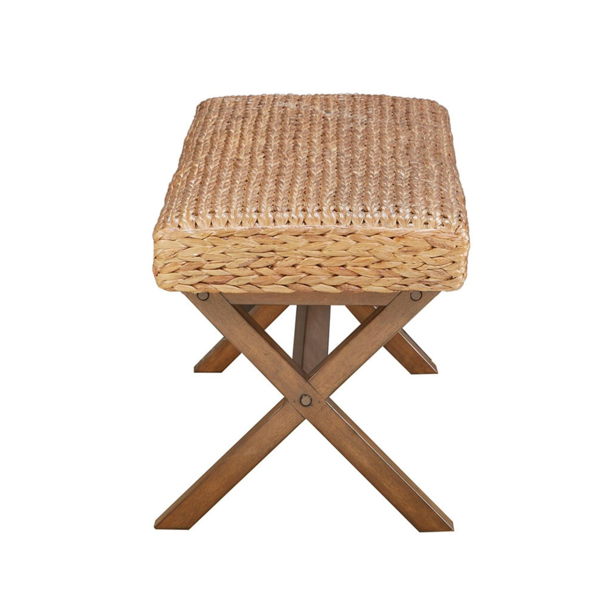 Bench With Water Hyacinth Seat with Durable Construction - Brown, photo 8 of 8