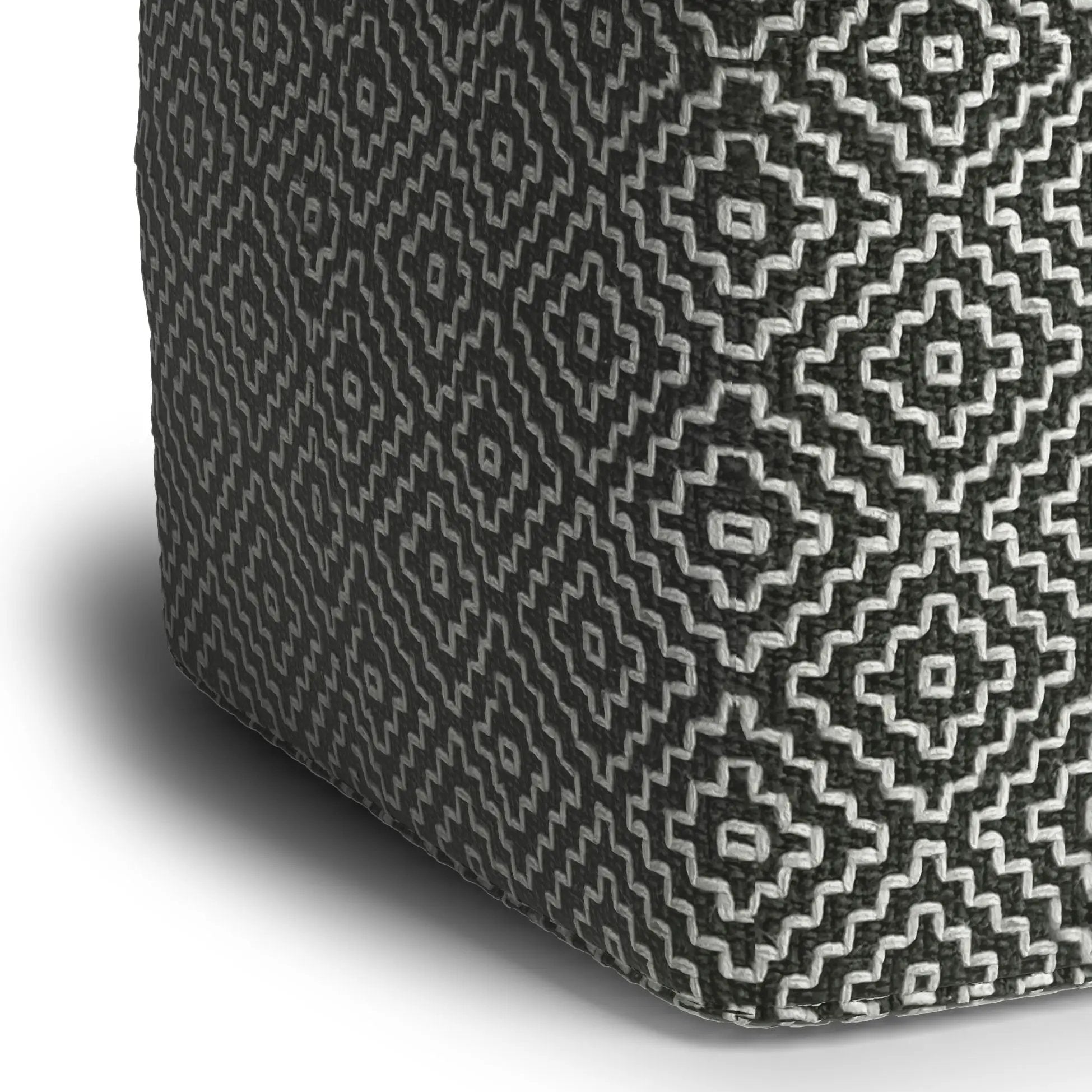 Briella - Square Woven Outdoor / Indoor Pouf - Gray / White by Unique Piece Furniture