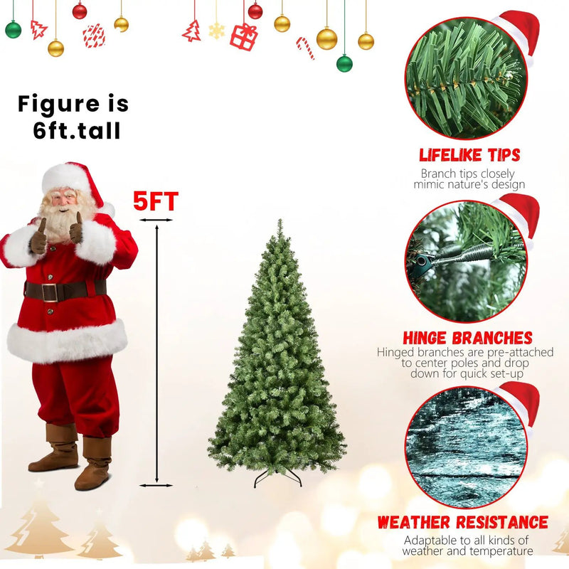 5ft Pre-Lit PVC Christmas Tree with 200 UL Lights by HouseOfZazla