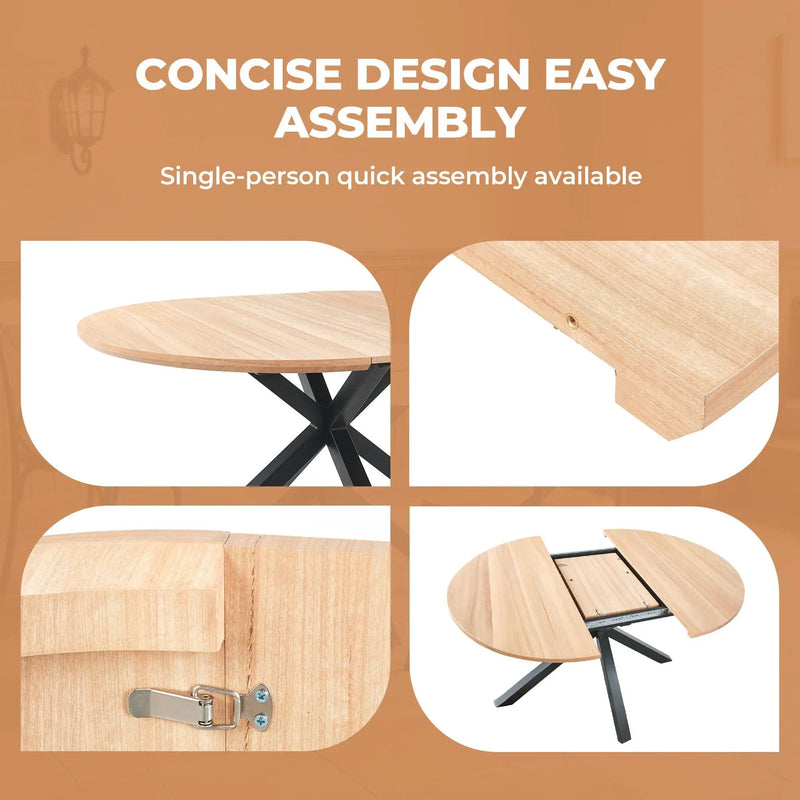 Extendable Round Dining Table - Oak