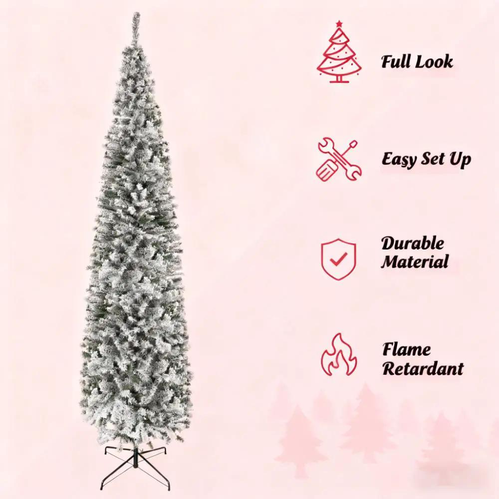 9ft Flocked Christmas Tree with Faux Snow by HouseOfZazla