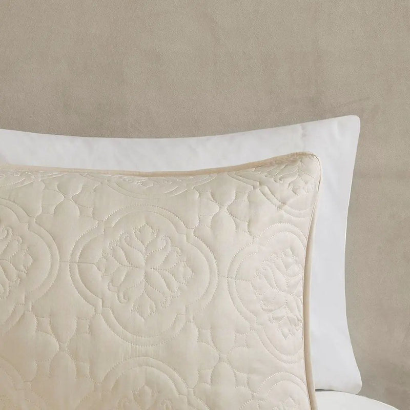 3 Piece Reversible Bedspread Set Cream Full/Queen by HouseOfZazla