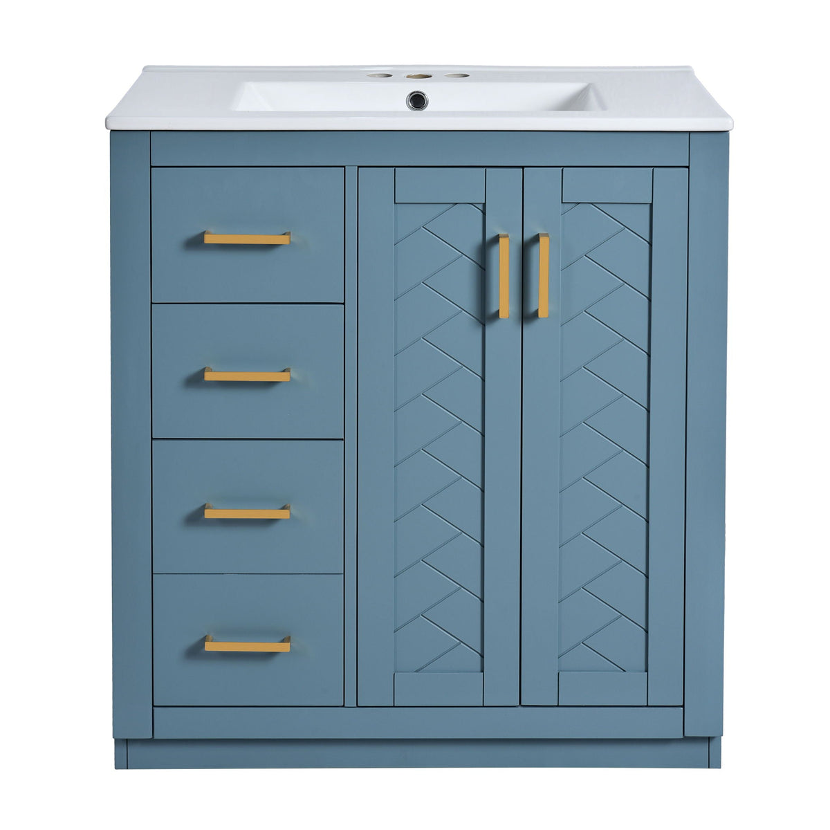 Ceramic Sink Vanity Combo with 3 Drawers and Soft Closing Doors - 30", photo 5 of 40