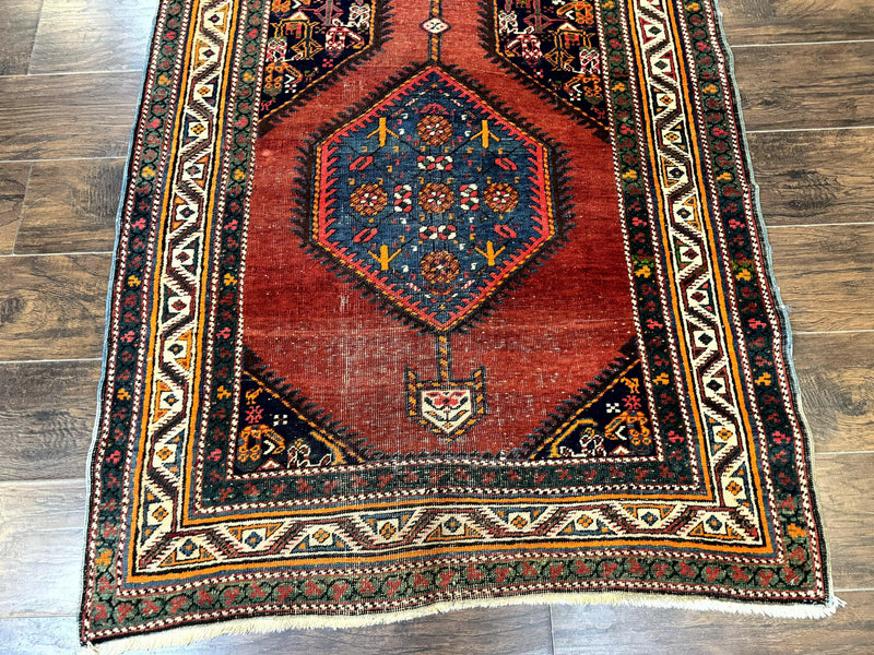 Antique Persian Sarab Runner Rug 3.9 x 12, Red, Handmade, Tribal Runner, Wool, Signed by Jewel Rugs