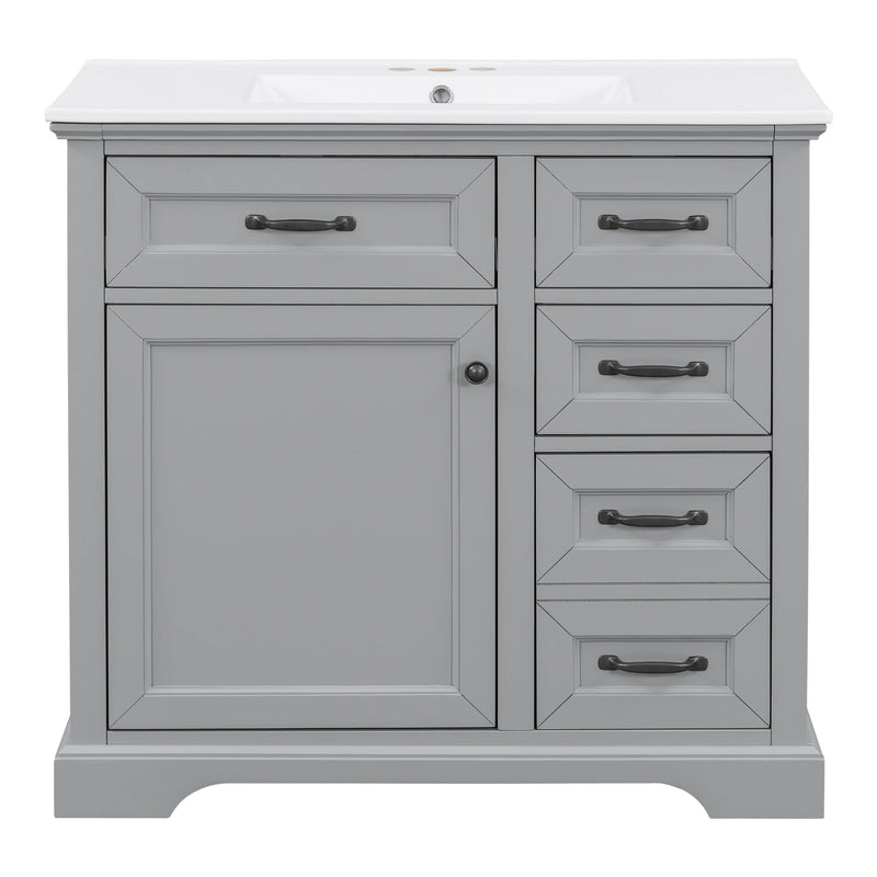36" Bathroom Vanity With Sink, 2 Tip-Out Drawers, Soft Close Hinges by HouseOfZazla