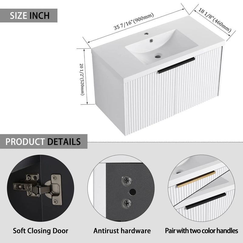Contemporary Wall Mounted Bathroom Vanity With Resin Double Sink by HouseOfZazla