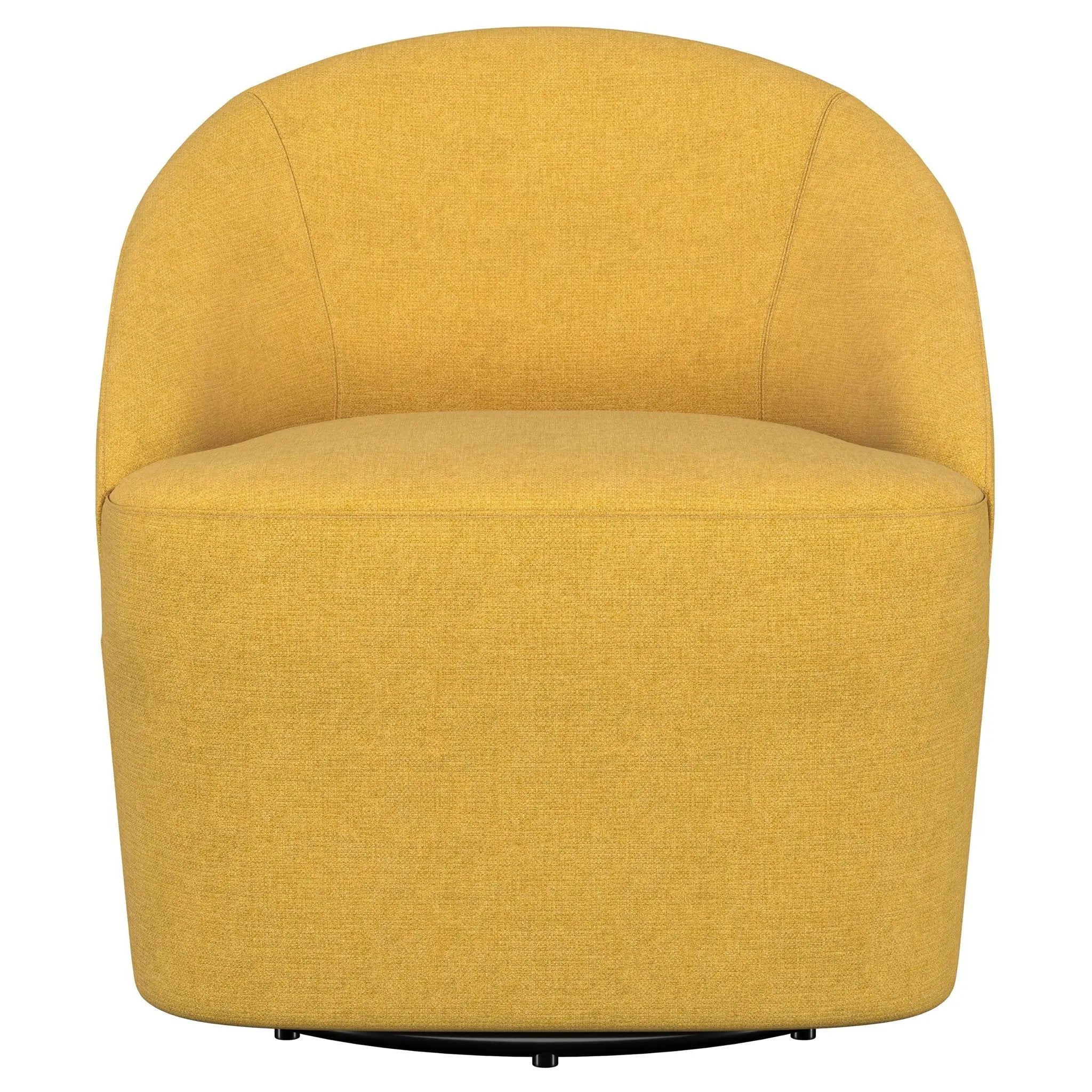 Leon Upholstered Barrel Accent Swivel Chair Mustard Yellow by Unique Piece Furniture
