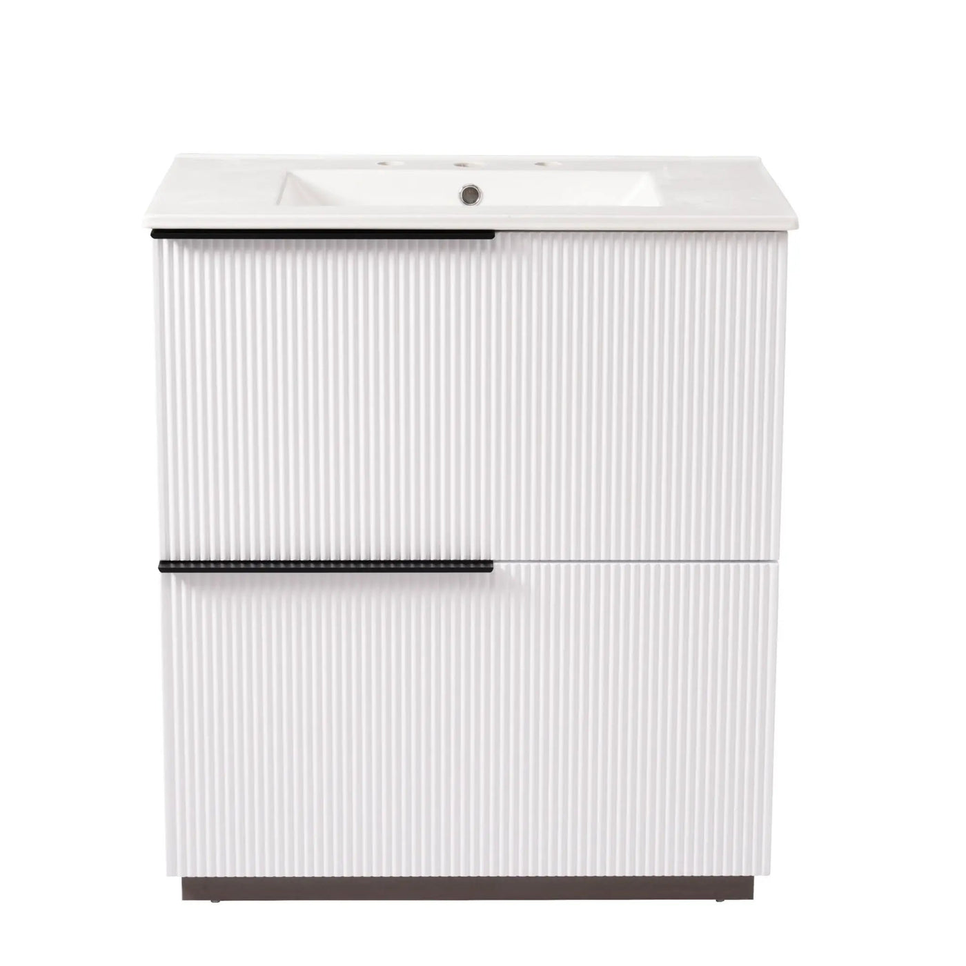 Fluted Bathroom Vanity With Ceramic Sink and Soft-Close Slides by HouseOfZazla