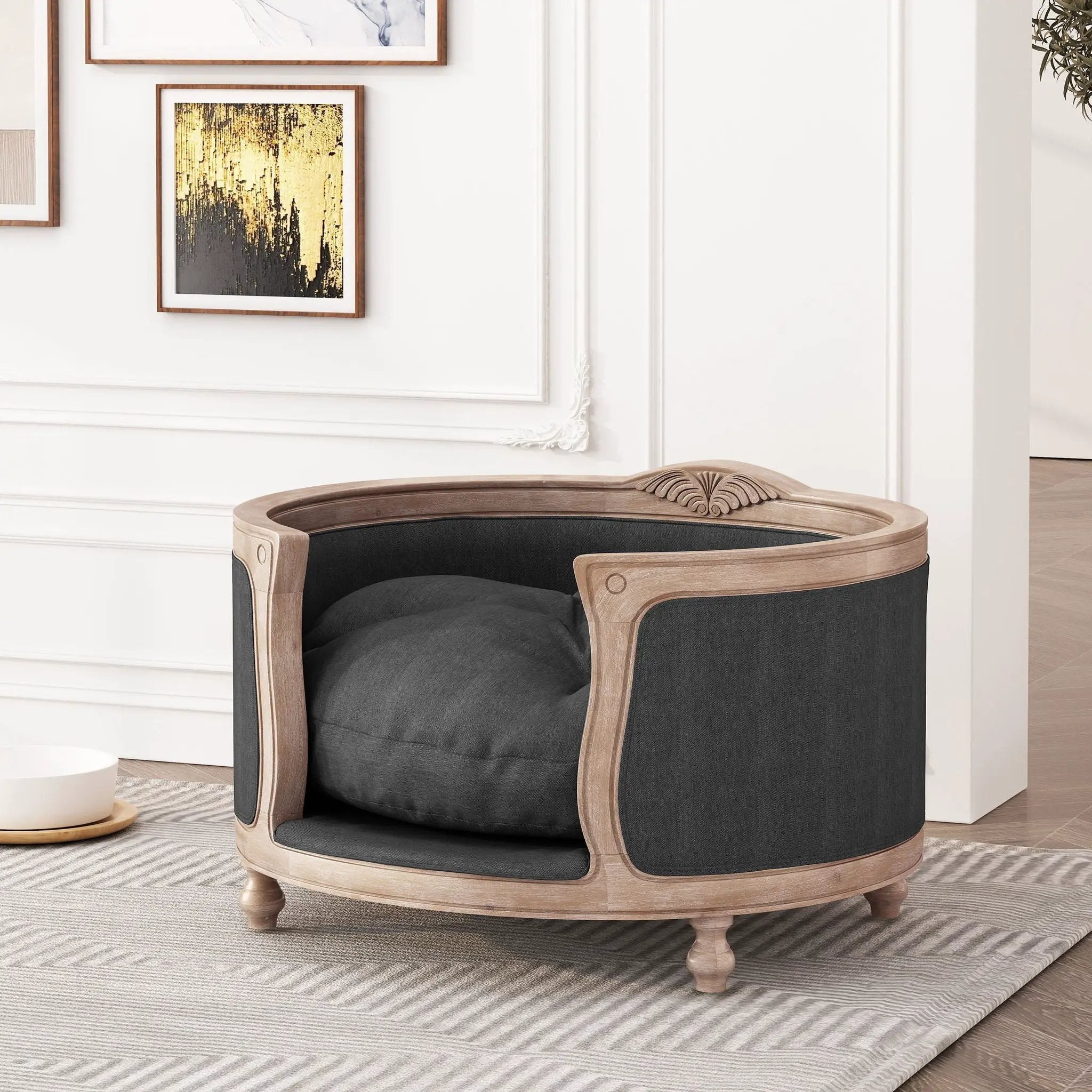 Upholstered Pet Bed, Fabric Dog Bed by HouseOfZazla