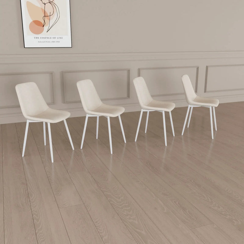 Modern Kitchen Dining Chairs (Set of 4) With Linen Padding And Sturdy Metal Legs - Beige by Unique Piece Furniture
