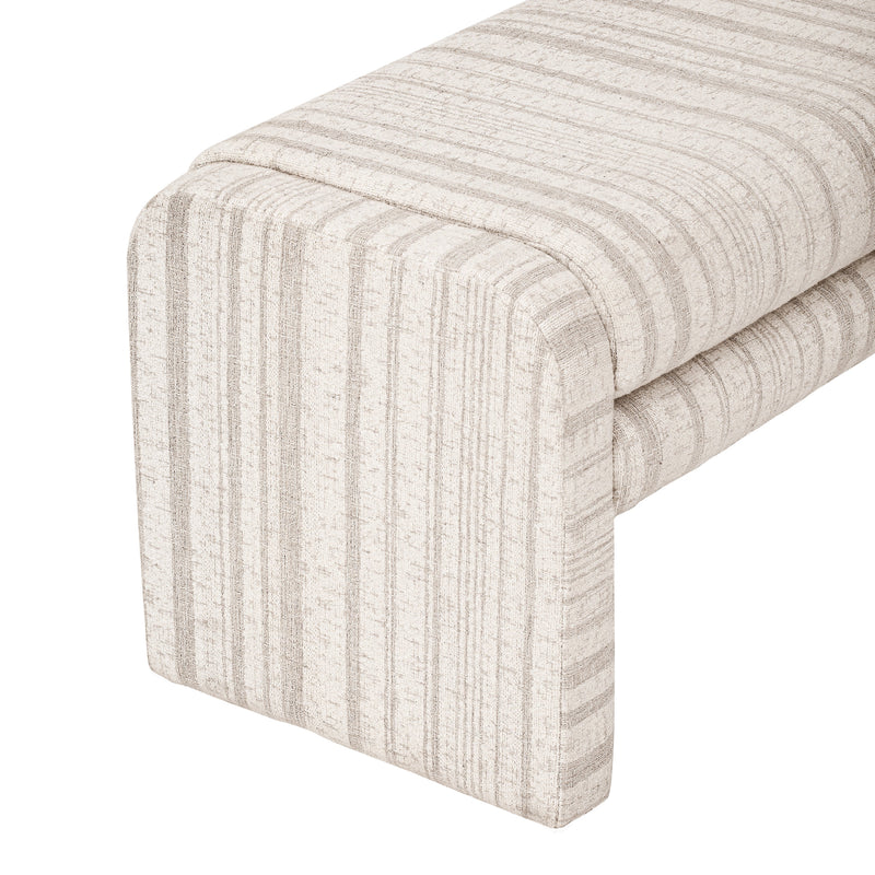 62.2 Inch Striped Upholstered Ottoman Bench with Thick Linen-Blend Upholstery - Striped, photo 4 of 10