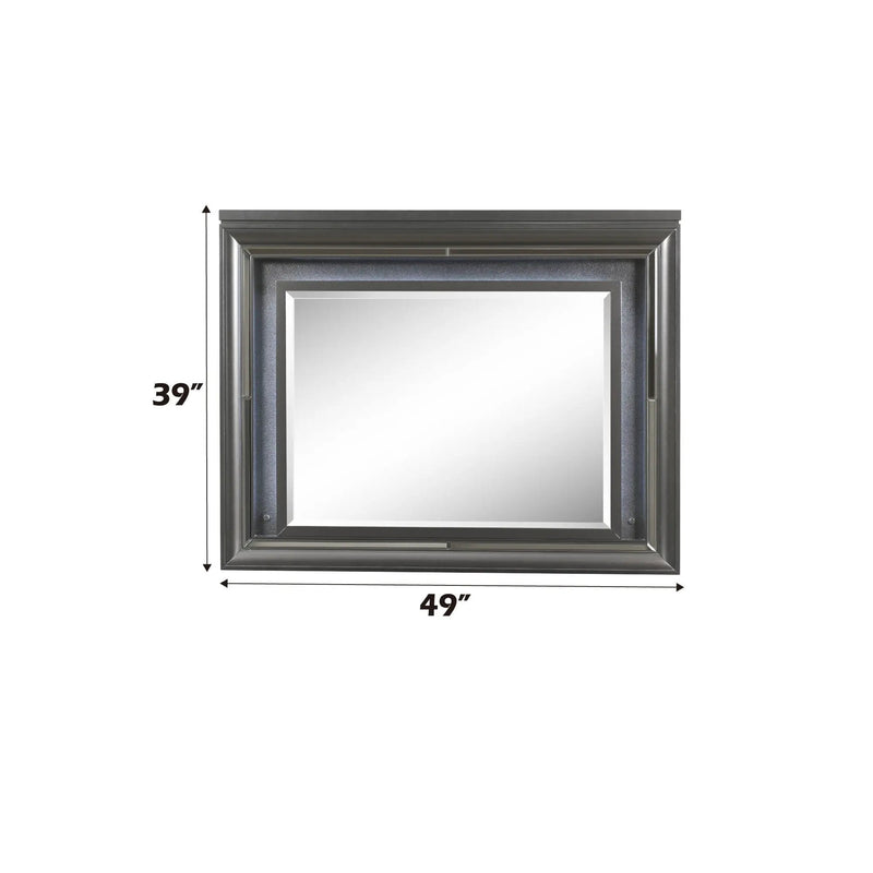 Sawyer Metallic Mirror With LED - Gray by HouseOfZazla