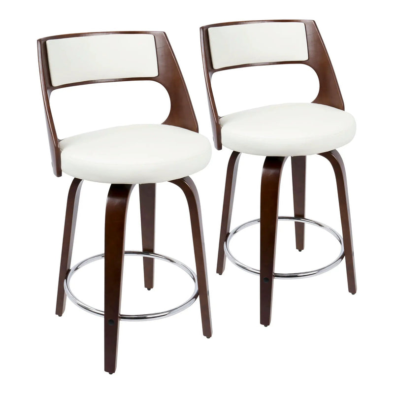 Cecina - Mid-Century Modern Fixed Height Counter Stool With Swivel And Round Footrest (Set of 2) by HouseOfZazla
