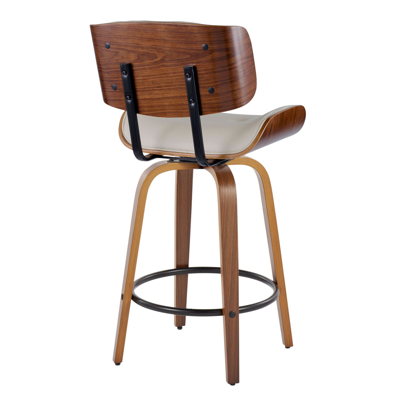 Lombardi - Mid-Century Modern Fixed Height Counter Stool With Swivel With Round Footrest (Set of 2) by HouseOfZazla