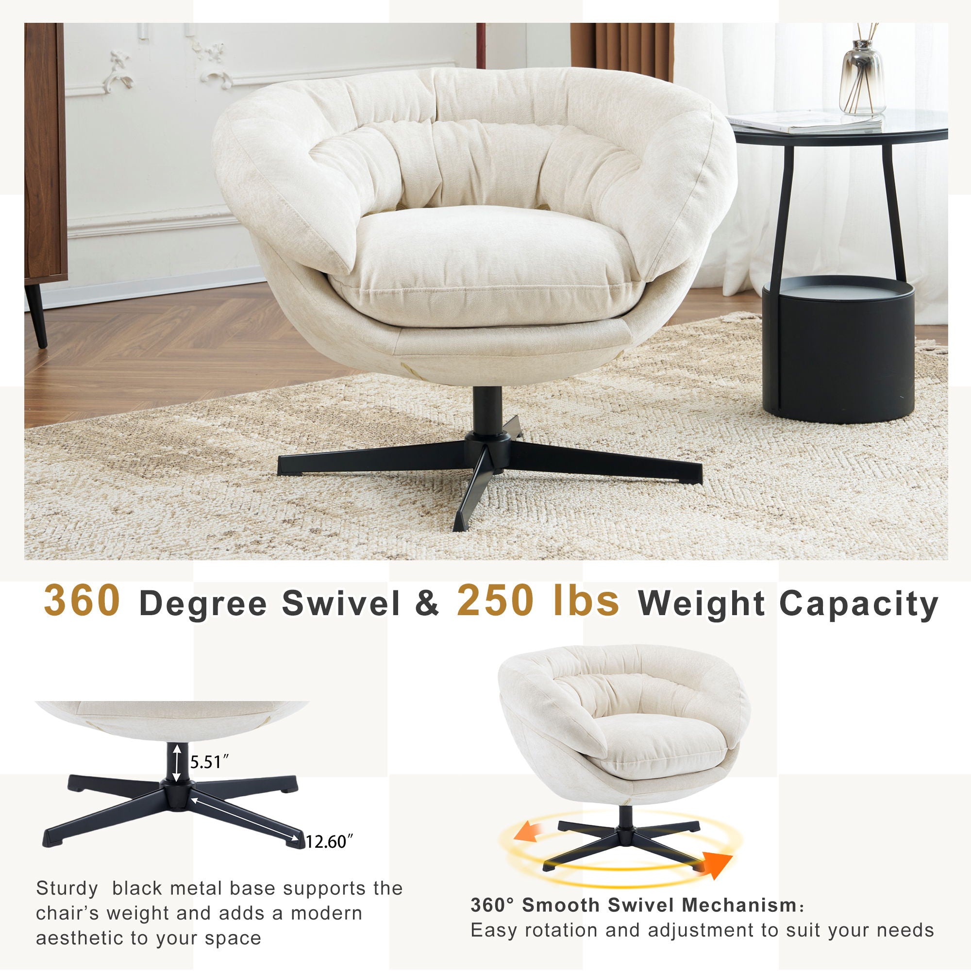 Modern Office Chair With 360 Degree Swivel by HouseOfZazla