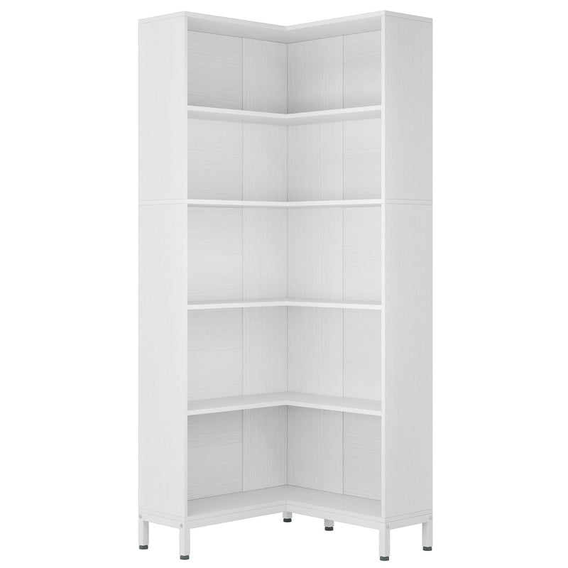 L-Shaped Bookcase, 5 Tier Freestanding Corner Bookshelf by HouseOfZazla