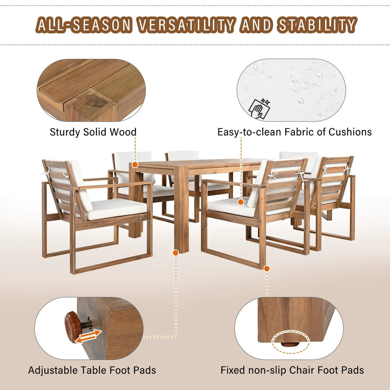TREXM Patio Table and Chairs Set, 7-Piece Outdoor Dining Set for 6 by HouseOfZazla
