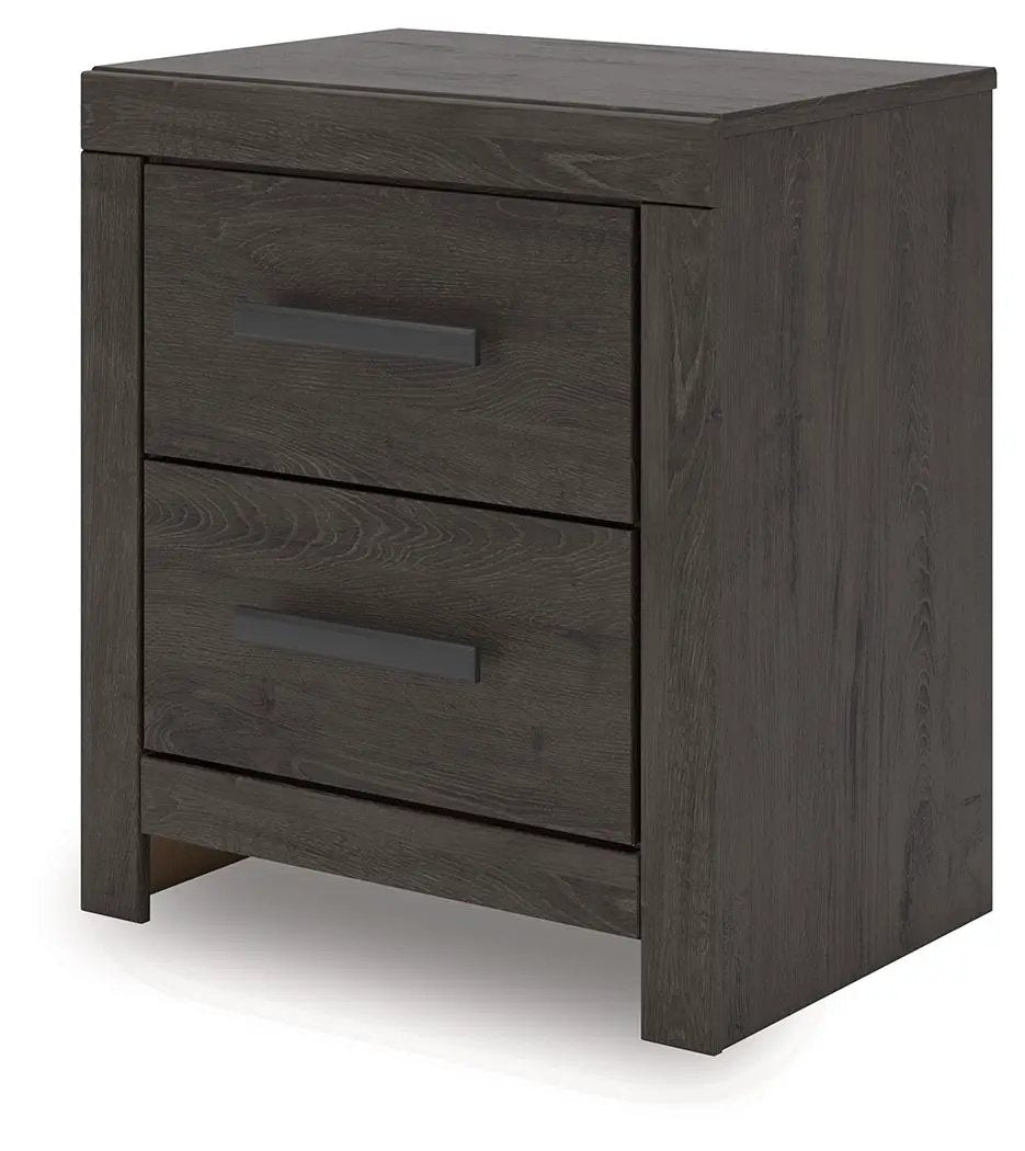 Prendonea - Two Drawer Night Stand - Charcoal by Unique Piece Furniture