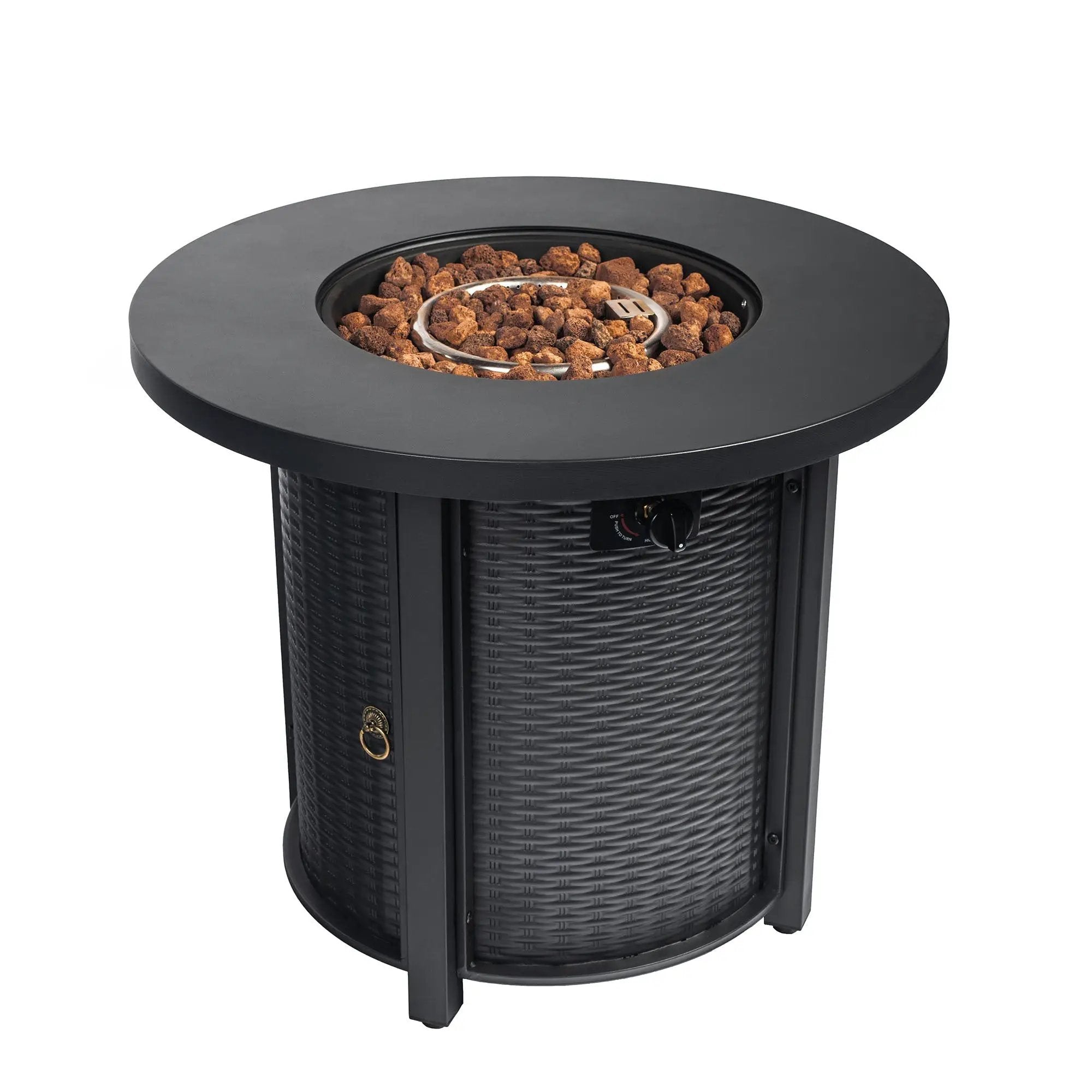 30" Propane Gas Fire Pit Table, 50000 BTU Round Steel Fire Pit by HouseOfZazla
