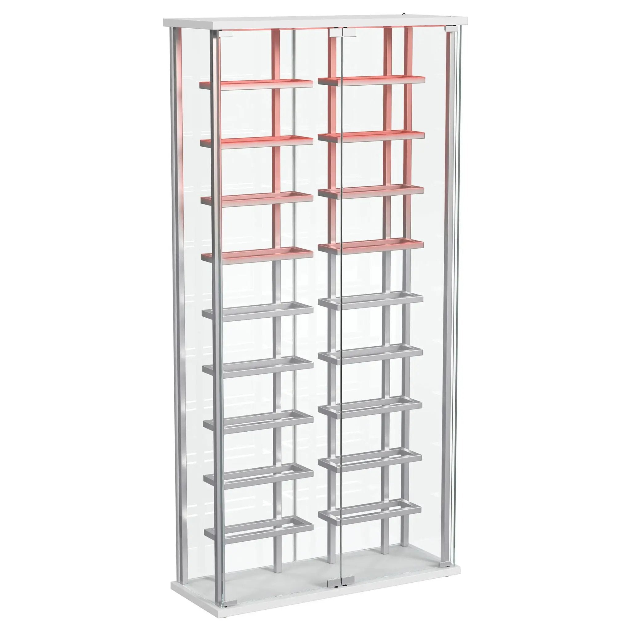 Montara Tempered Glass Wine Storage LED Curio Cabinet Chrome by Unique Piece Furniture