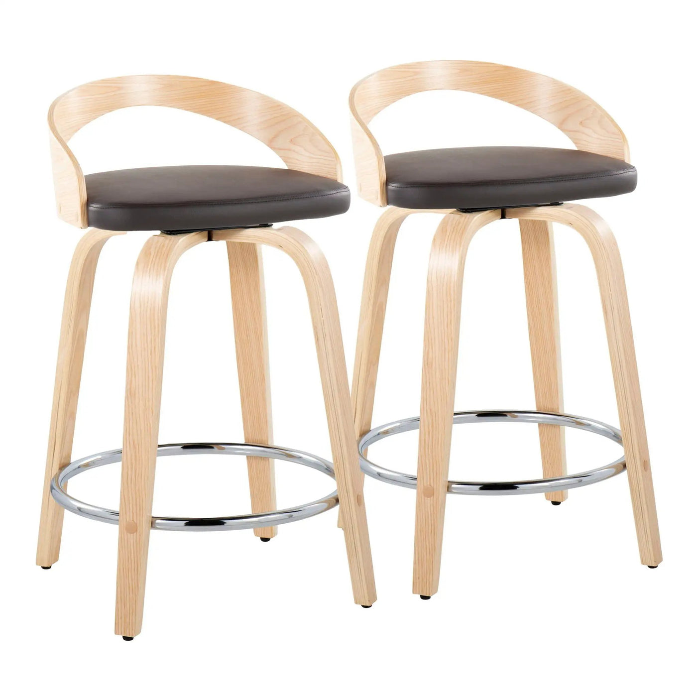Grotto - Contemporary Fixed Height Counter Stool & Swivel, Round Footrest (Set of 2) by HouseOfZazla