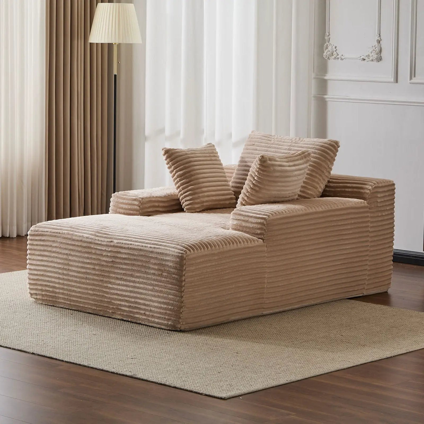 Oversized Chaise Lounge Chair Cozy Cloud Couch With 3 Throw Pillows And Wide Armrest by Unique Piece Furniture