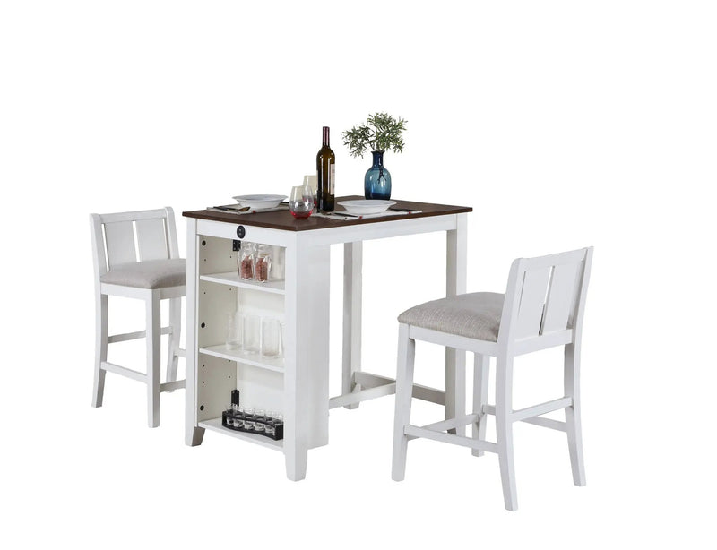 Graham - 3 Piece Small Space Counter Height Dining Table With Shelves And 2 Chairs (Set of 3) by HouseOfZazla