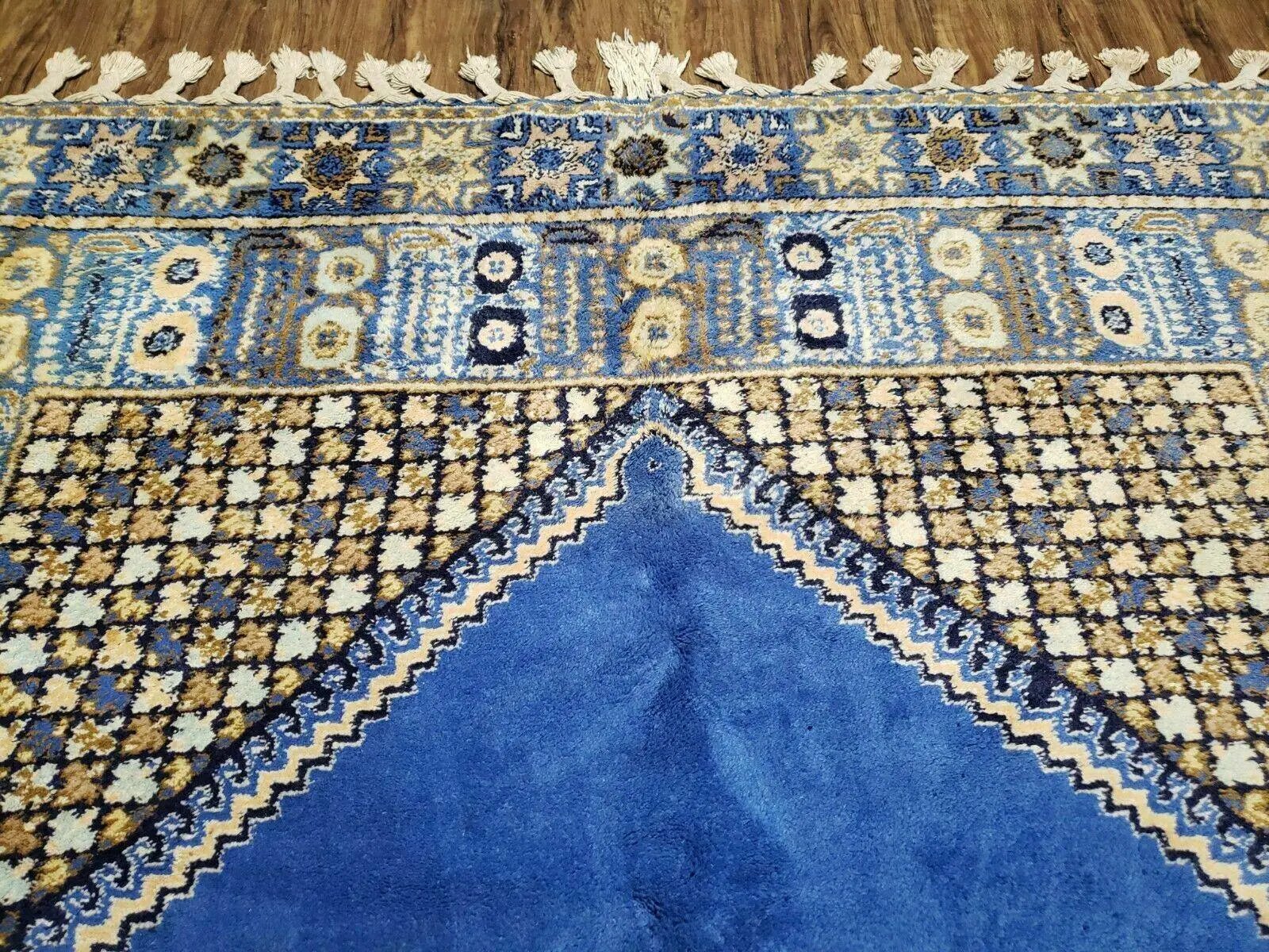 7' X 10' 5" Handmade Moroccan Urban Rabat Wool Carpet Blue Area Rug by Jewel Rugs