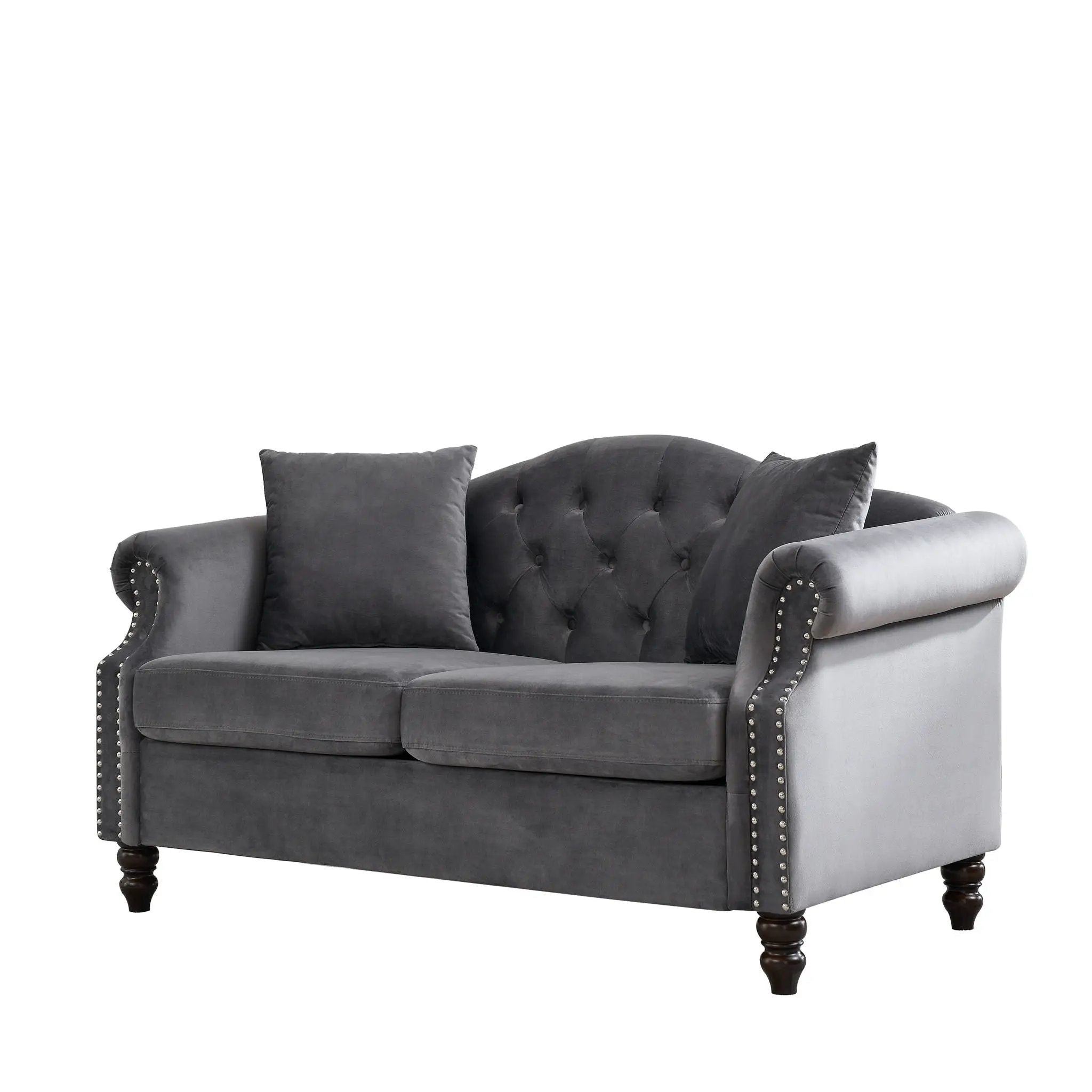 2 Seater Chesterfield Sofa With Rolled Arms And Nailhead Trim For Living Room by HouseOfZazla