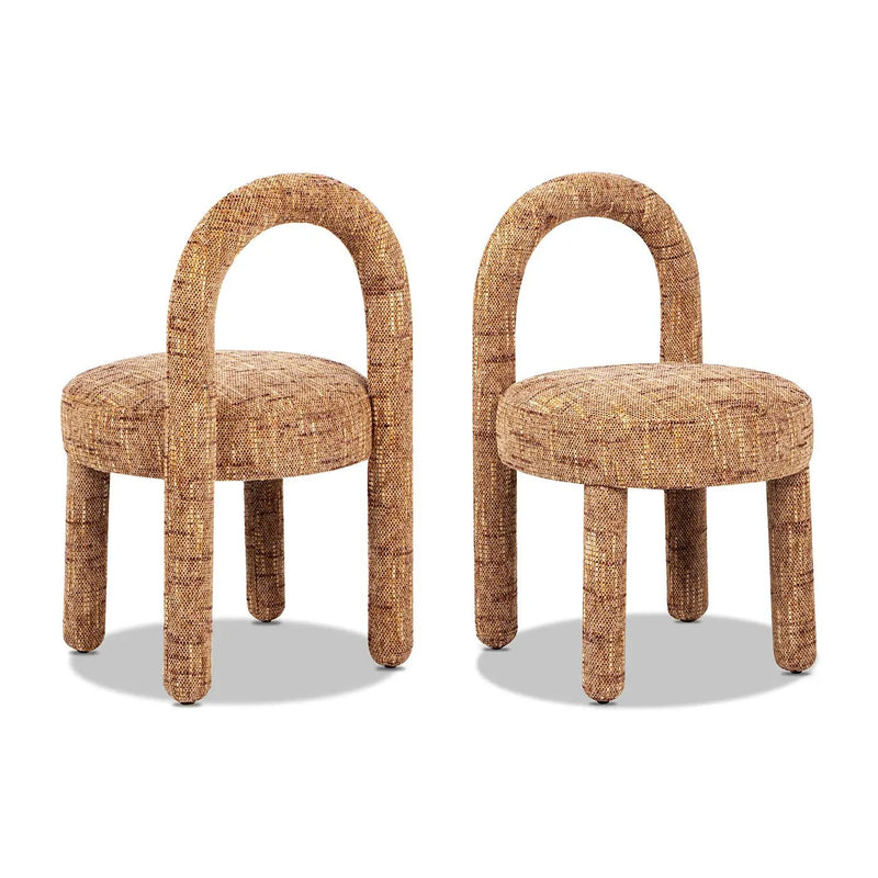 Penny Round Arched Upholstered Dining Side Chair, Set of 2, Golden by HouseOfZazla