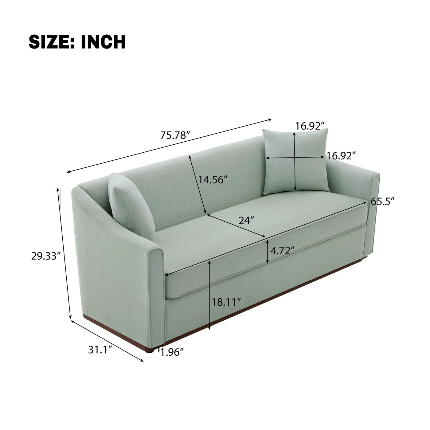3 Seater Sofa With Wrap Around Armrests And Throw Pillows by HouseOfZazla