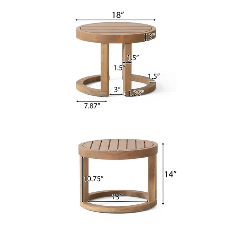 Outdoor Acacia Wood Side Table, Solid Side Table For Patio, Pool, Porch - Brown Wash by HouseOfZazla