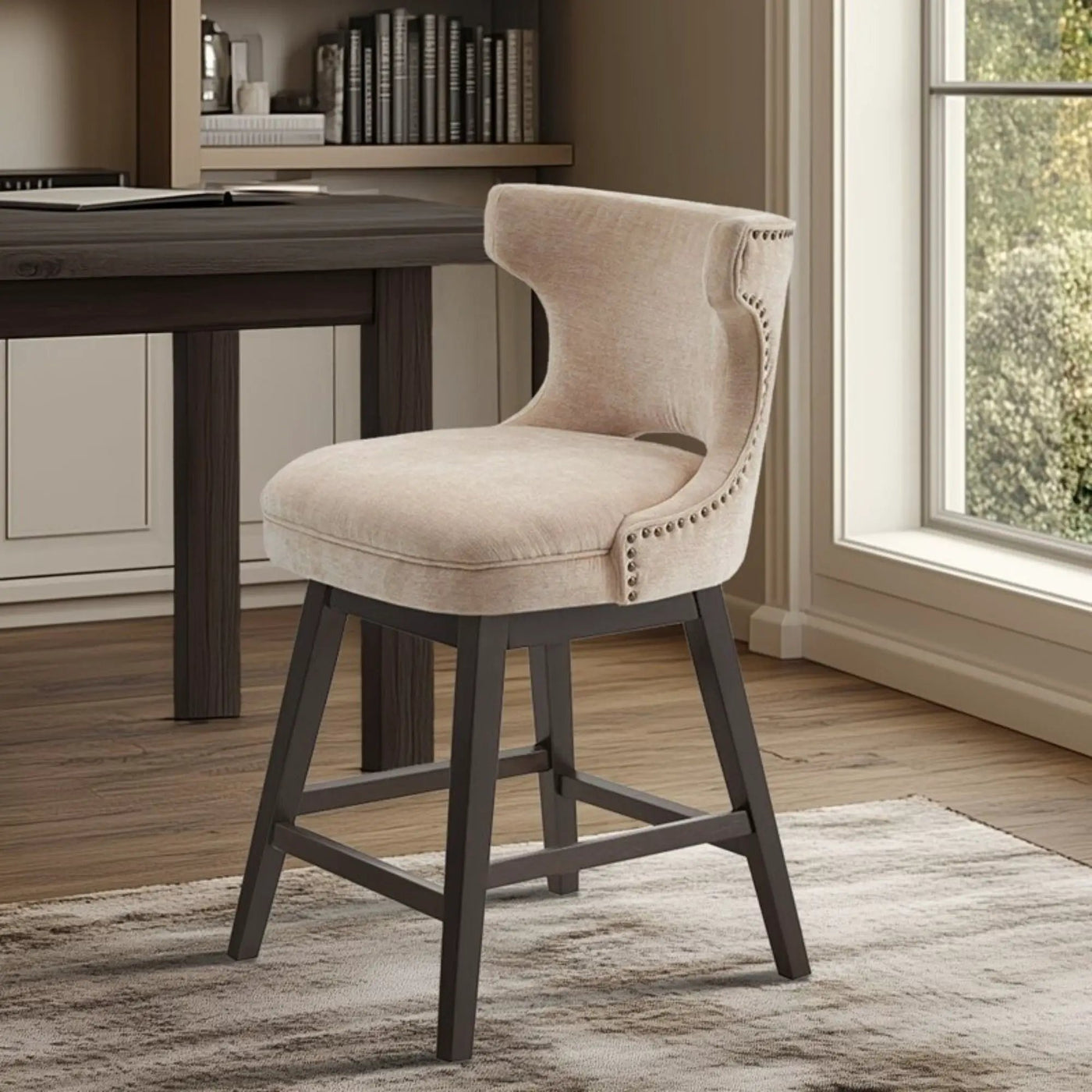 360 Degree Swivel Counter Stool With Silver Detailing by HouseOfZazla