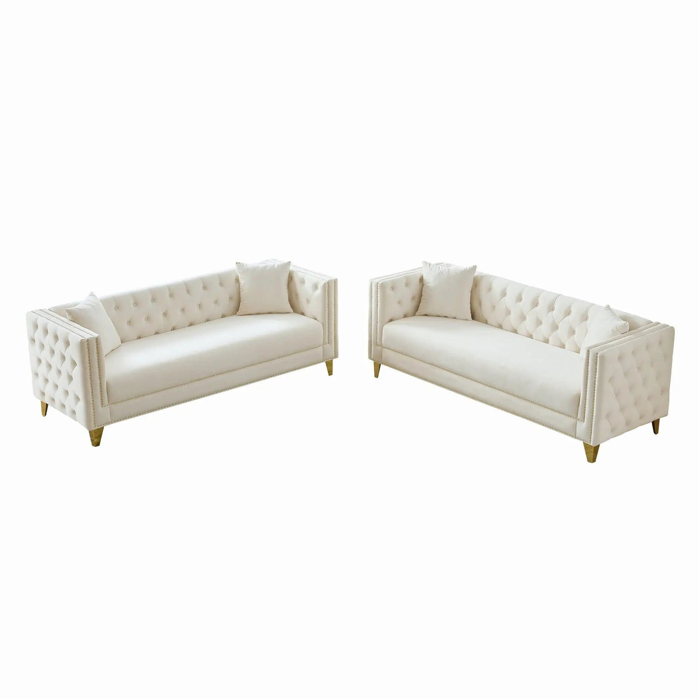 Deep Seat Sofa With Button Nailhead, Square Arm Couches by Unique Piece Furniture