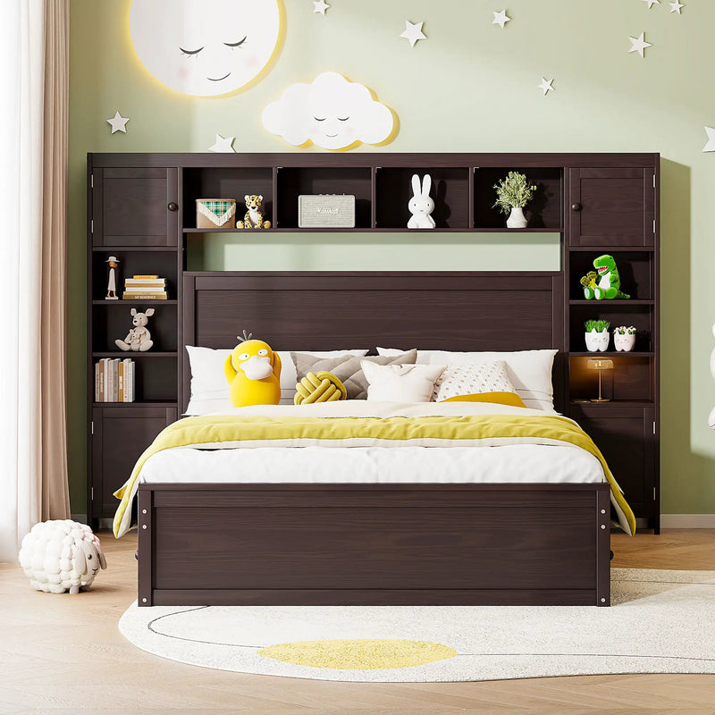 Bed With All In One Cabinet, Shelf And Sockets by Unique Piece Furniture